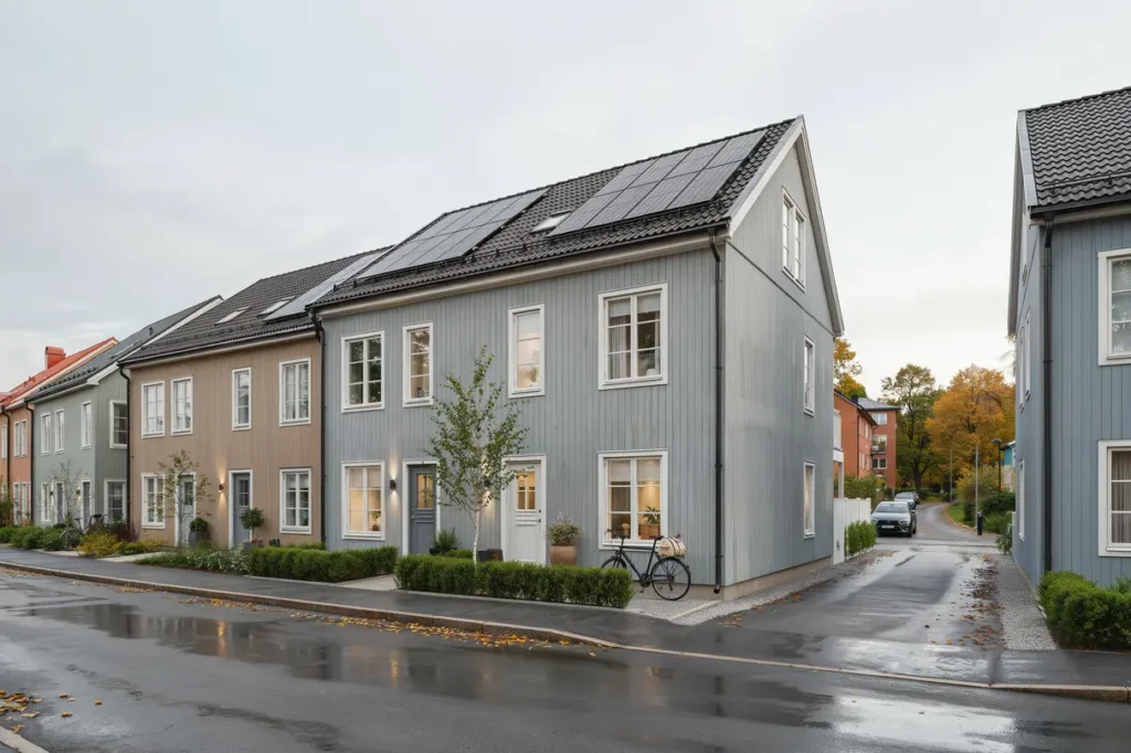 installation av takmonterade solceller p radhus i huvudsta solna